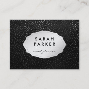 Faux Silver Label met Chic Metallic Dot Pattern