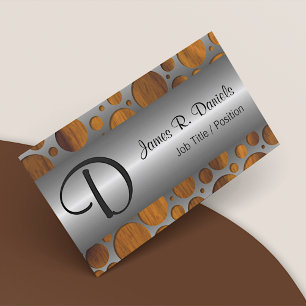 Faux Silver Metal Modern Trendy Wood Grain Patroon Visitekaartje