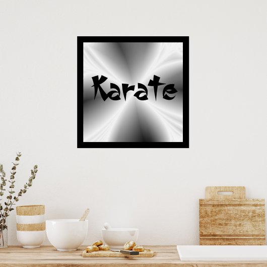Faux Silver Metallic Karate Poster (Keuken)