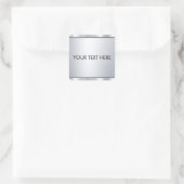 Faux Silver Metallic look Custom Text Sjabloon Vierkante Sticker (Tas)