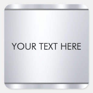 Faux Silver Metallic look Custom Text Sjabloon Vierkante Sticker