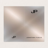 Faux Silver Metallic look Elegant Modern Monogram Visitekaartjes (Buitenkant ongevouwen)