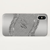 Faux Silver Metallic look met diamantaccenten Case-Mate iPhone Case (Achterkant (horizontaal))