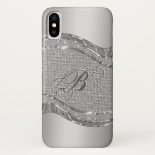 Faux Silver Metallic look met diamantaccenten iPhone X Hoesje
