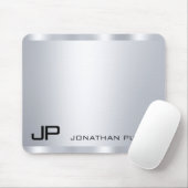 Faux Silver Metallic look Monogram Muismat (Met muis)