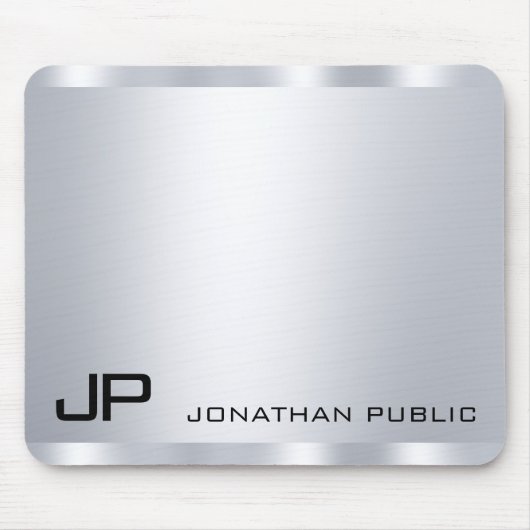 Faux Silver Metallic look Monogram Muismat (Voorkant)