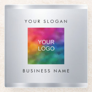 Faux Silver Metallic look voegt uw zakelijke Logo Glazen Onderzetter