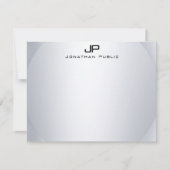 Faux Silver Monogram Simple Elegant Sjabloon Boven (Voorkant)