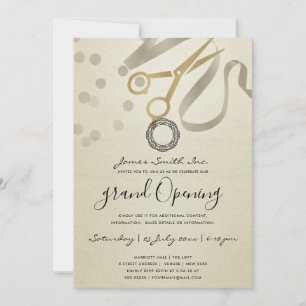 FAUX SILVER RIBBON CUTTING GRAND OPENEN INVITE