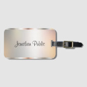 Faux Silver Script Name Typography Sjabloon Bagagelabel (Voorkant (horizontaal))