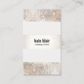 Faux Silver Sequin Stripes Beauty Salon Visitekaartje (Voorkant)