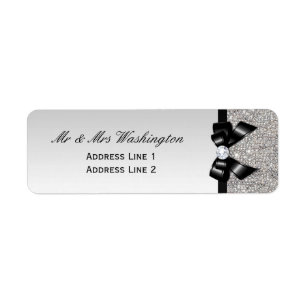 Faux Silver Sequins Black Bow en Diamond Etiket