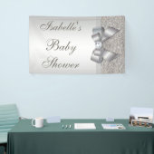 Faux Silver Sequins Bow Neutraal Baby shower Spandoek (Beurs)