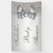 Faux Silver Sequins Bow Neutraal Baby shower Spandoek (Verticaal)