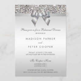 Faux Silver Sequins Bow repetitie diner Kaart