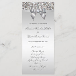 Faux Silver Sequins Bow Wedding Programma
