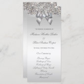 Faux Silver Sequins Bow Wedding Programme (Devant / Derrière)