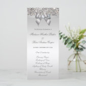 Faux Silver Sequins Bow Wedding Programme (Debout devant)