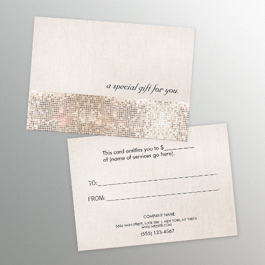 Faux Silver Sequins Certificat cadeau beauté