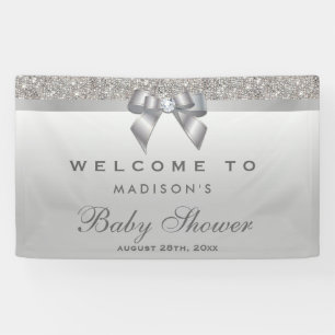 Faux Silver Sequins Diamond Bow Baby shower Spandoek