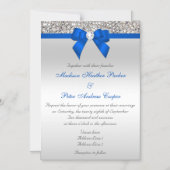 Faux Silver Sequins Diamonds Cobalt Blue Wedding Magnetische Uitnodiging (Voorkant)