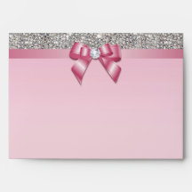 Faux Silver Sequins Diamonds Pinkool Bow