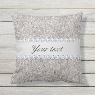 Faux Silver Sequins en Diamonds Buitenkussen
