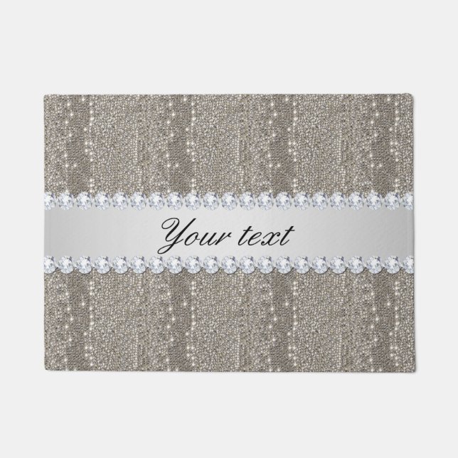 Faux Silver Sequins en Diamonds Deurmat (Voorkant)