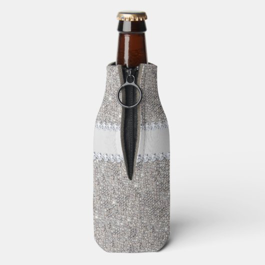 Faux Silver Sequins en Diamonds Flesjeskoeler (Fles Achterkant)