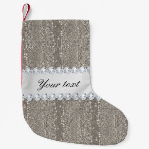 Faux Silver Sequins en Diamonds Kleine Kerstsok