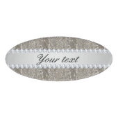 Faux Silver Sequins en Diamonds Naambadge (Voorkant)