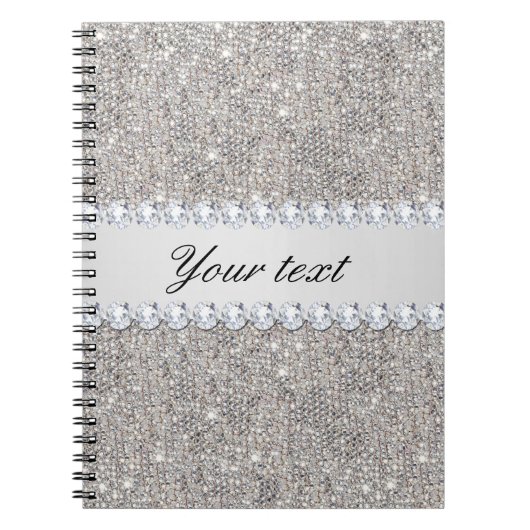 Faux Silver Sequins en Diamonds Notitieboek (Voorkant)