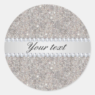 Faux Silver Sequins en Diamonds Ronde Sticker