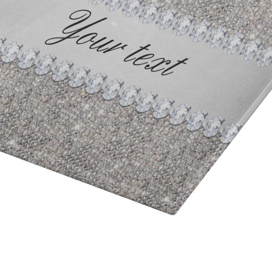 Faux Silver Sequins en Diamonds Snijplank (Hoek)