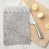 Faux Silver Sequins en Diamonds Theedoek (Quarter Fold)