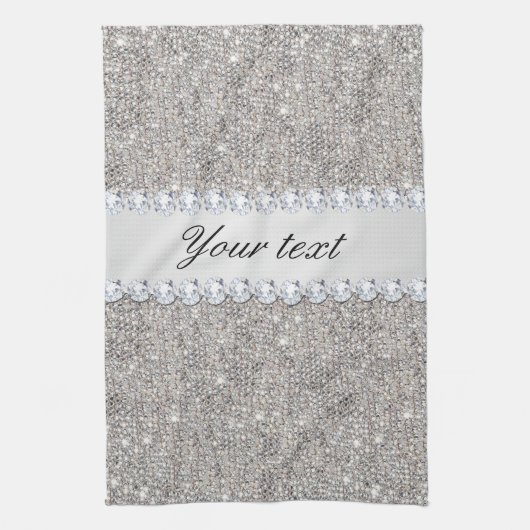 Faux Silver Sequins en Diamonds Theedoek (Verticaal)