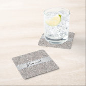 Faux Silver Sequins en Diamonds Vierkante Kartonnen Onderzetter (Insitu)