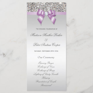 Faux Silver Sequins Lilac Bow Wedding Programme