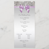 Faux Silver Sequins Lilac Bow Wedding Programme (Dos)