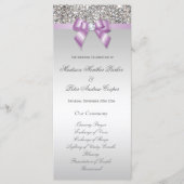 Faux Silver Sequins Lilac Bow Wedding Programme (Devant)