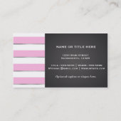 Faux Silver Shine Lips Pink White Stripes Chic Visitekaartje (Achterkant)