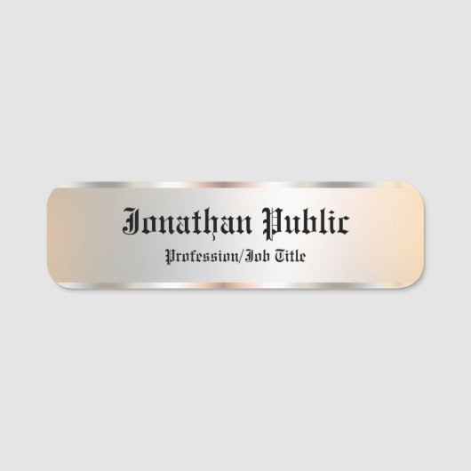 Faux Silver Sjabloon Calligraphy Text Elegant Naamplaatje (Voorkant)