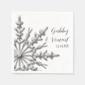 Faux Silver Snowflakes Winter Weddenschap Servet (Voorkant)