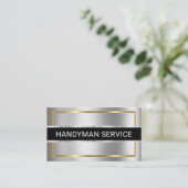 Faux Silver Stripe Gold Frame Visitekaartje (Staand voorkant)