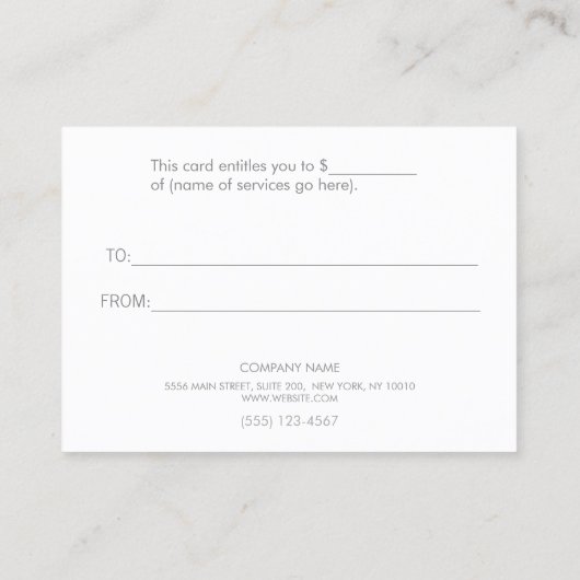 Faux Silver Stripe Moderne Beauté Certificat cadea (Dos)