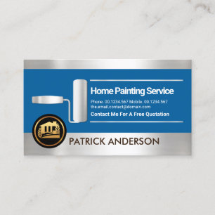 Faux Silver Stripes Roller Paint Painter Visitekaartje