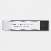 Faux Silver Trendy Eenvoudige Sjabloon Deurbordje (Voorkant)