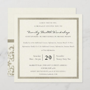 FAUX SILVER WHITE DAMASK CLASSIC WORKSHOP EVENT KAART
