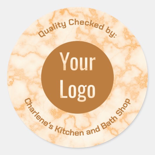 Faux Sinaasappel Marmer Ronde Sticker (Voorkant)