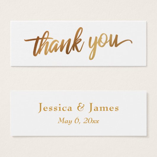 Faux Smooth Gold Script Merci Cadeau de Mariage (Devant & derrière)